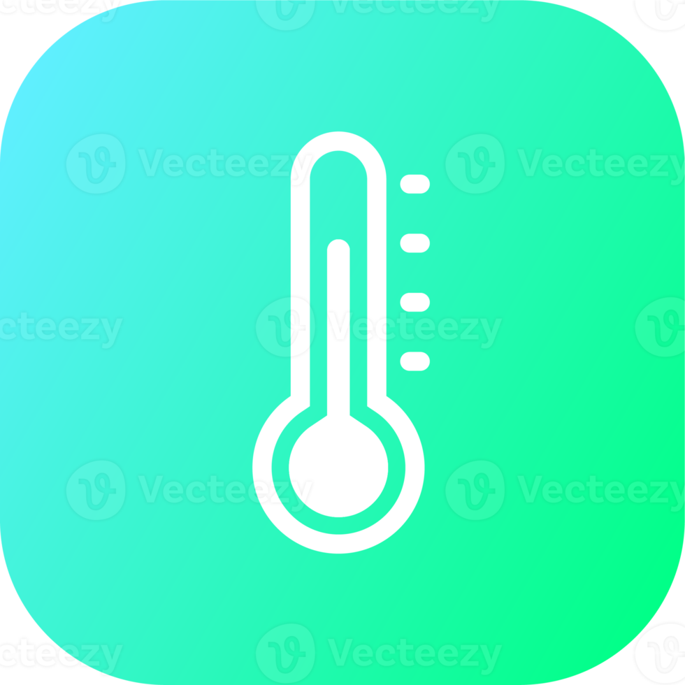 Thermometer-Symbol in quadratischen Verlaufsfarben. wetterzeichen illustration. png