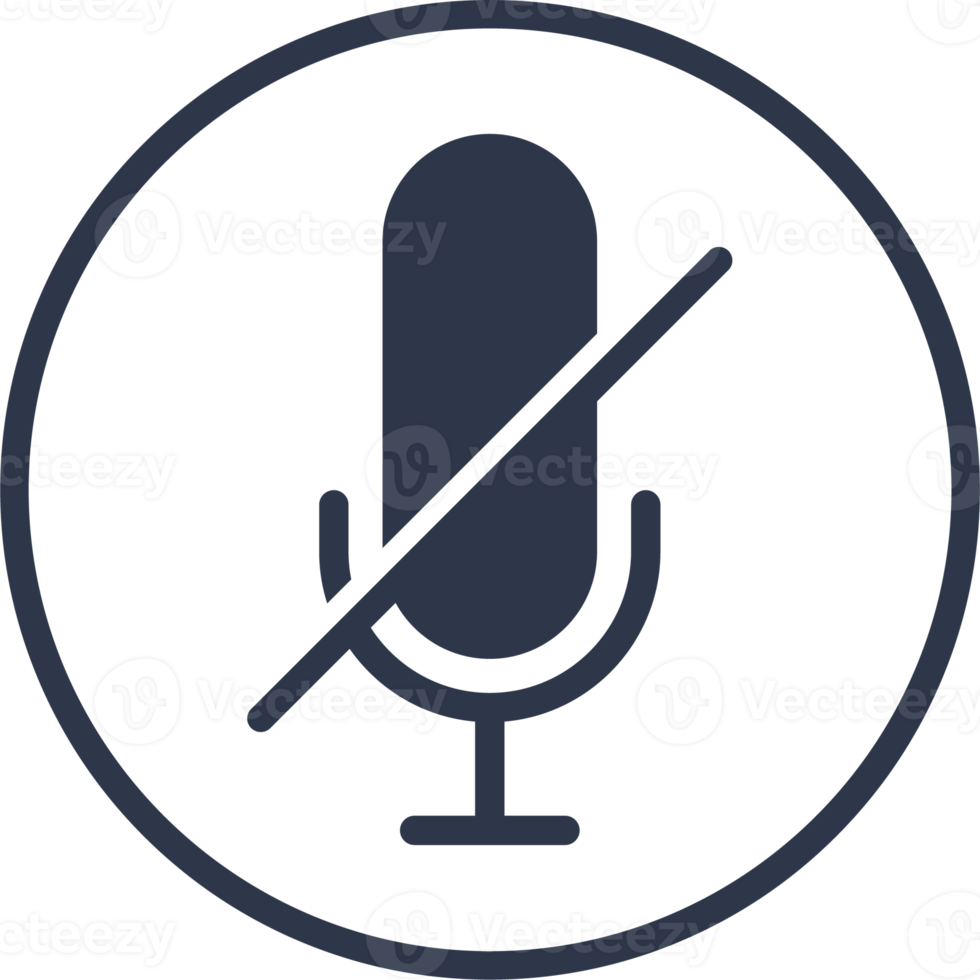 Microphone off icon in flat design style. Podcast signs illustration. png