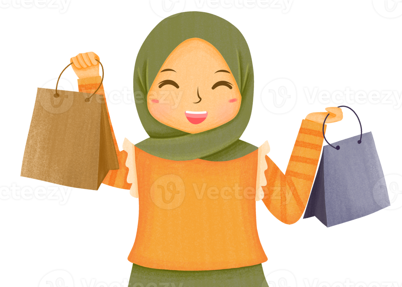 Hijab Women Bring Shoping Bags png