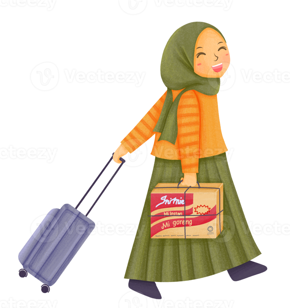 Hijab Women traveling Mudik png
