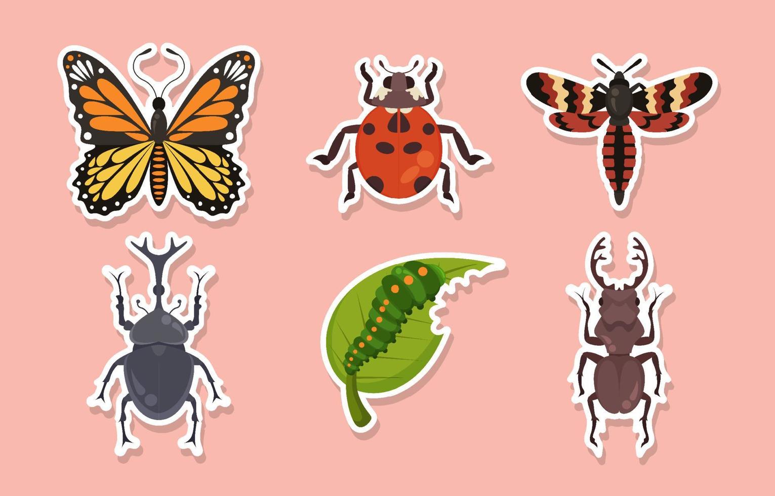 Spring Insects Sticker Set Collection for Journal Templates vector