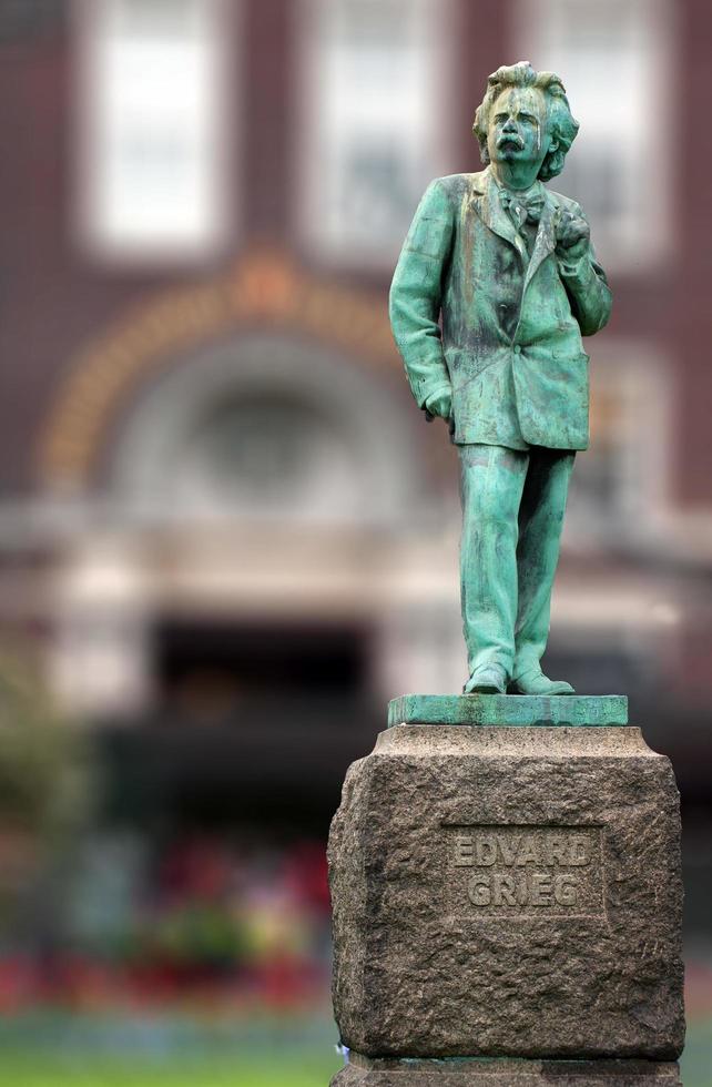 Edvard Grieg norwegian composer copper statue photo