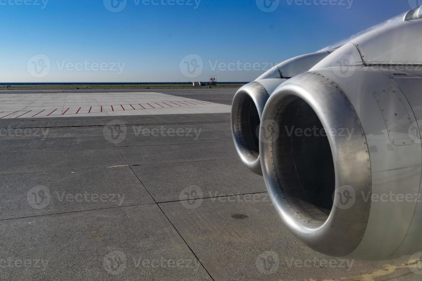 Jet Airplane turbine enginebefore taking off photo