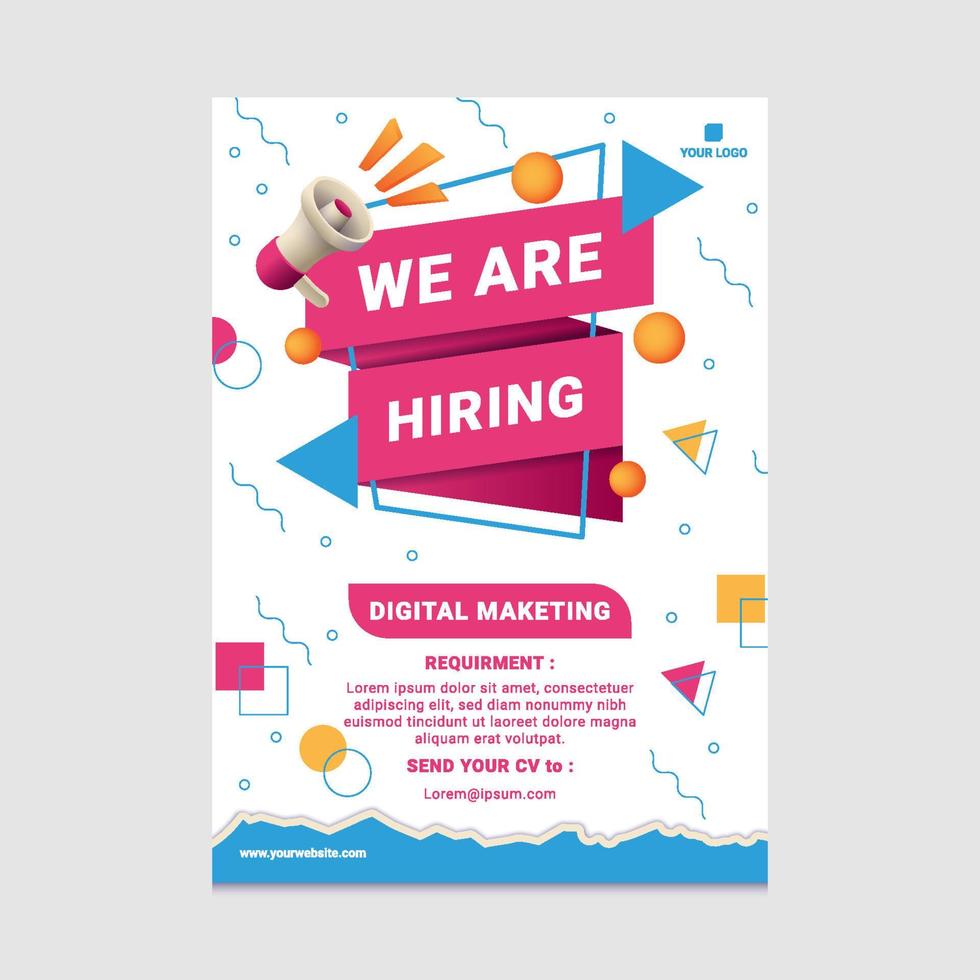 We Are Hiring Poster Template vector
