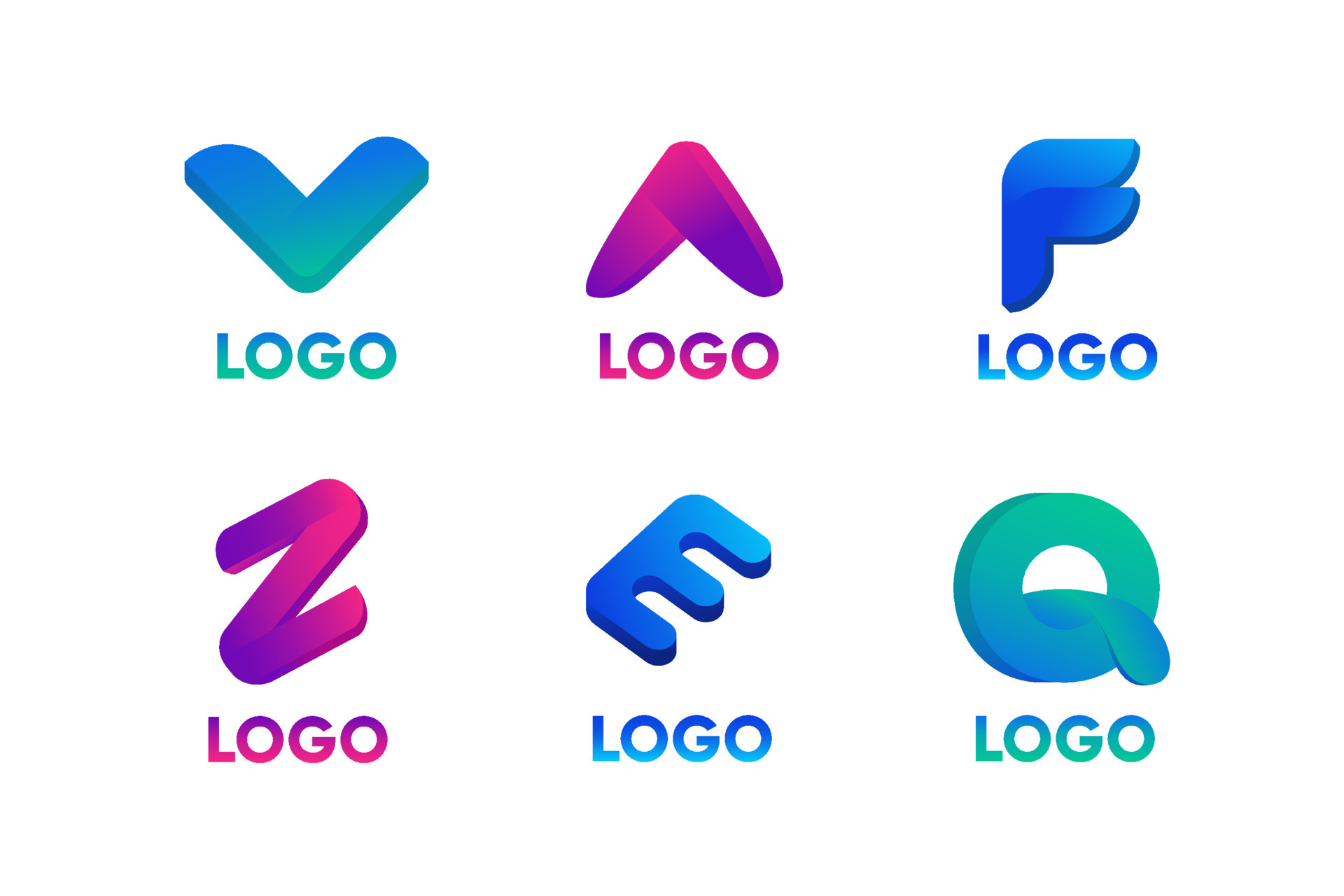 3D Alphabets Logo Set with Gradient Accent 18755181 Vector Art at Vecteezy