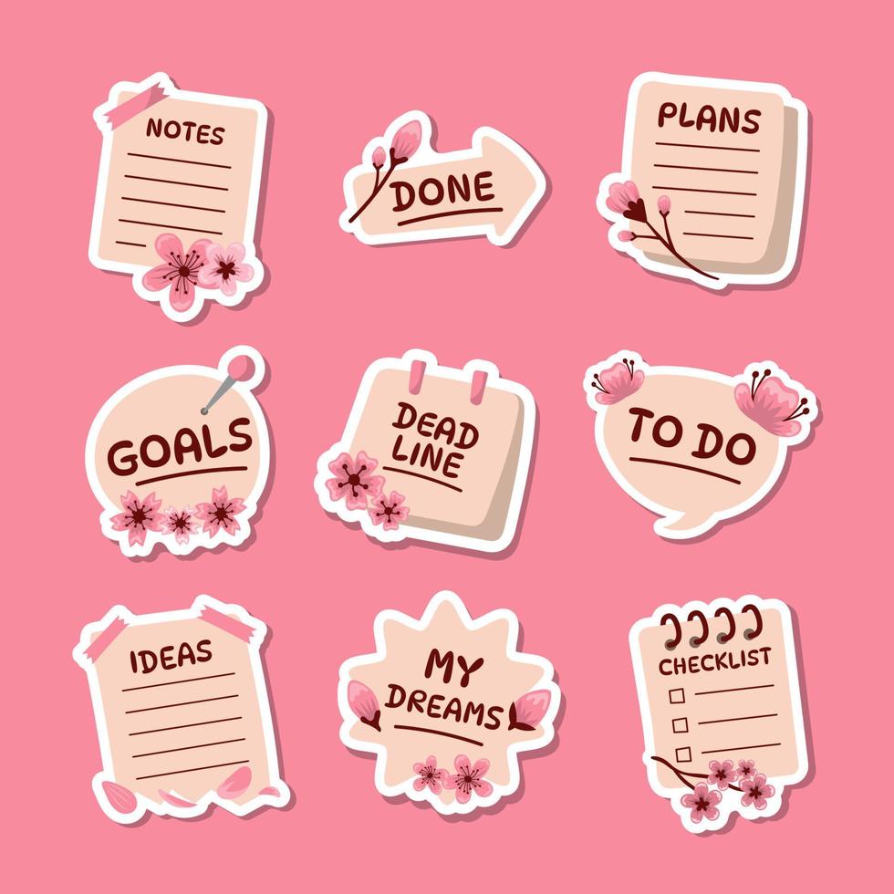 Fun Cherry Blossom Sticker Journal vector