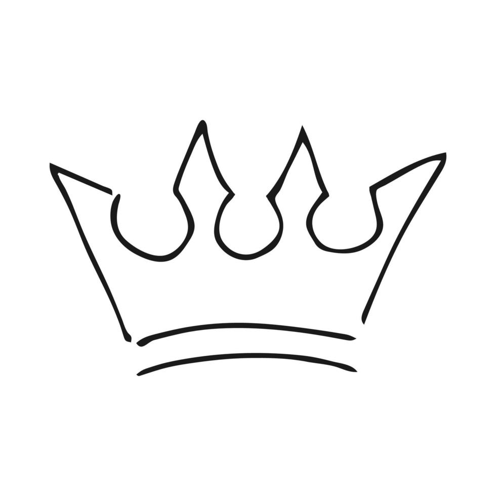 Hand drawn crown. Simple graffiti sketch queen or king crown. Royal imperial coronation and monarch symbol vector