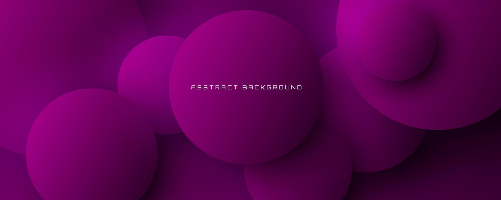 3D purple geometric abstract background overlap layer on dark space with circle shapes decoration. Minimalist graphic design element future style concept for banner, flyer, card, cover, or brochure vector