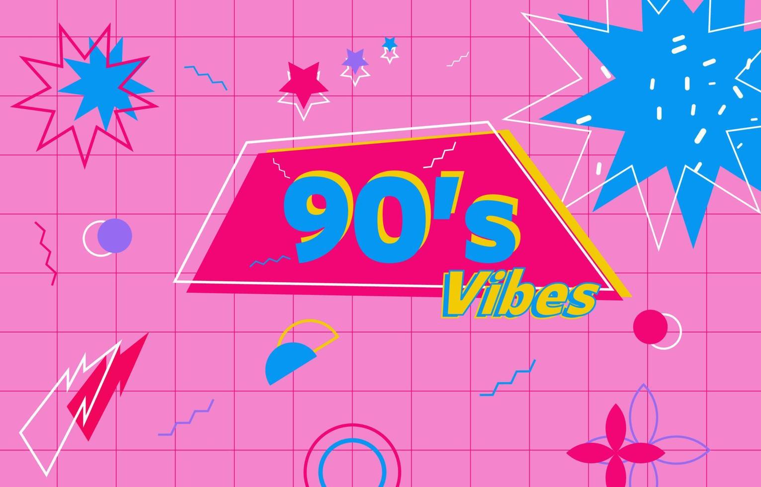 Colorful flat nostalgic 90's style background vector