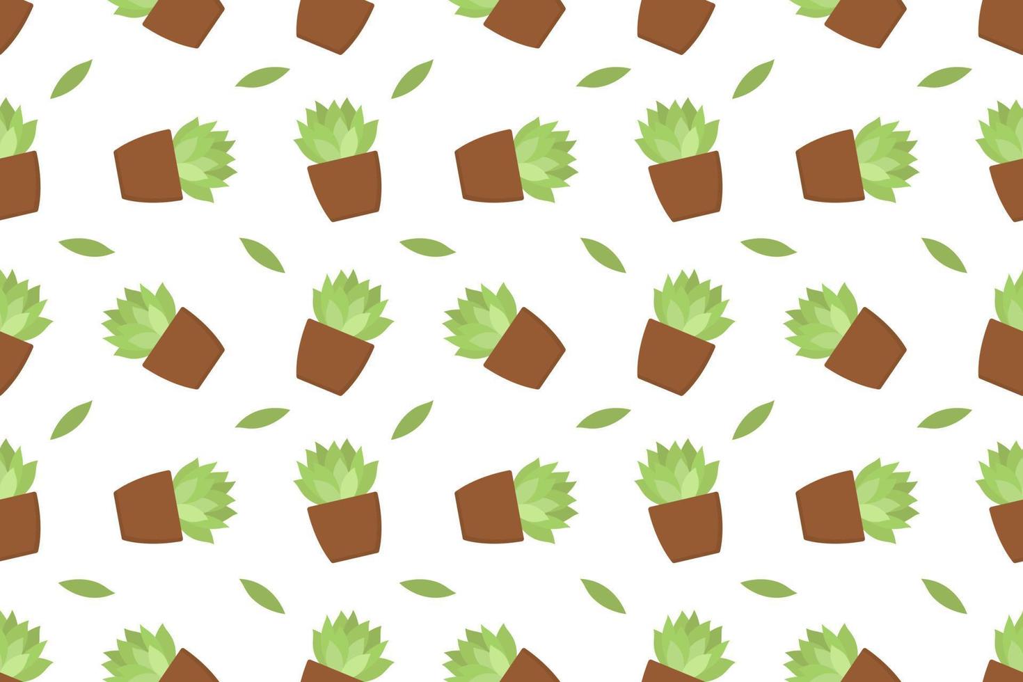 Plant in pot seamless pattern on white background vector design