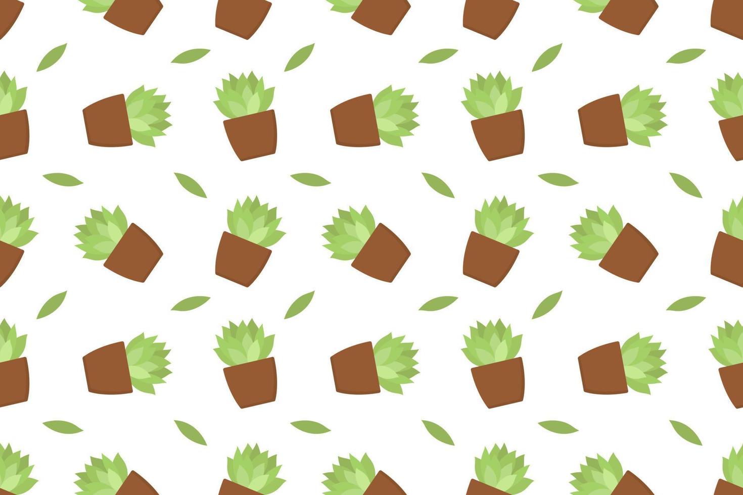 Plant in pot seamless pattern on white background vector design