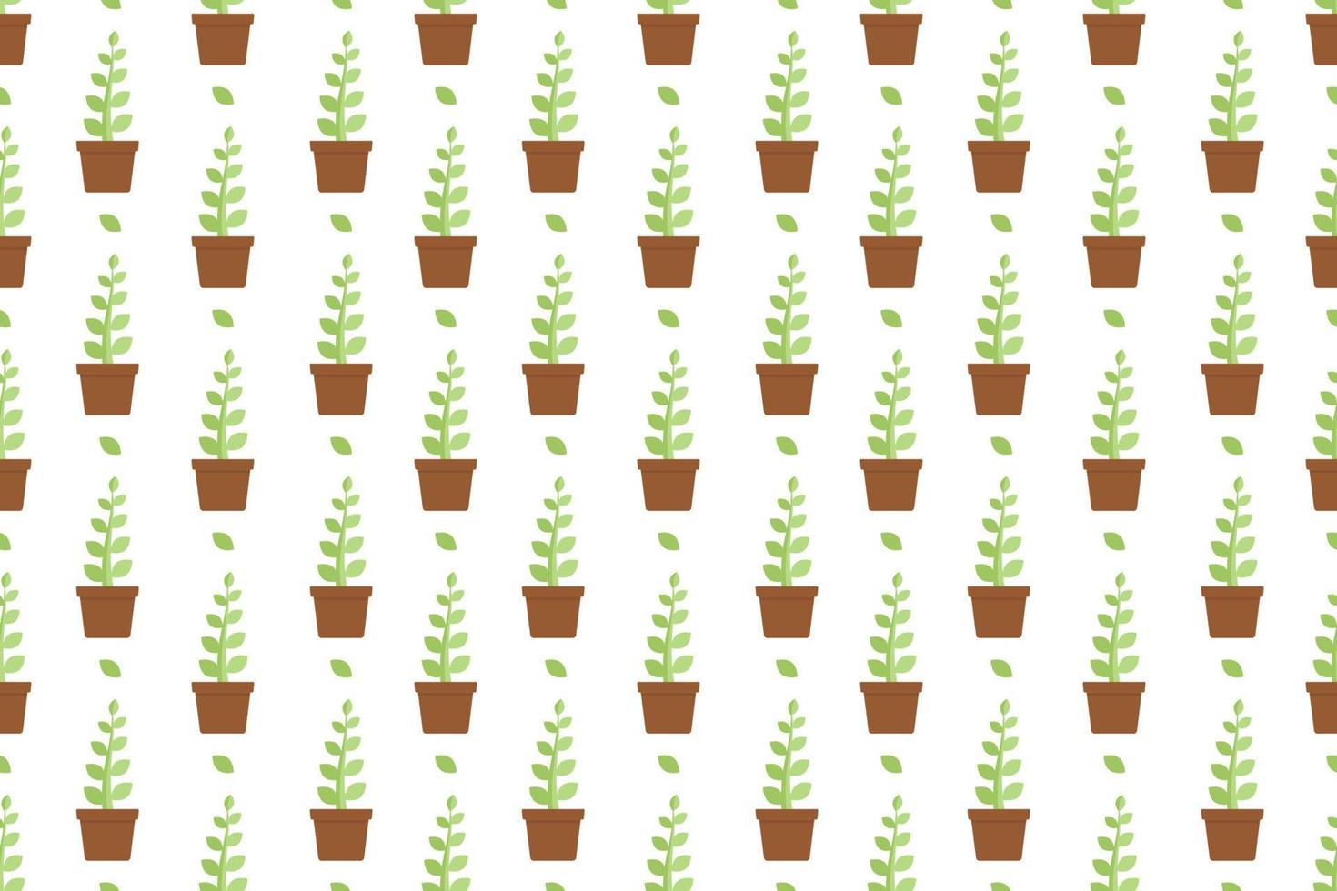 Plant in pot seamless pattern on white background vector design