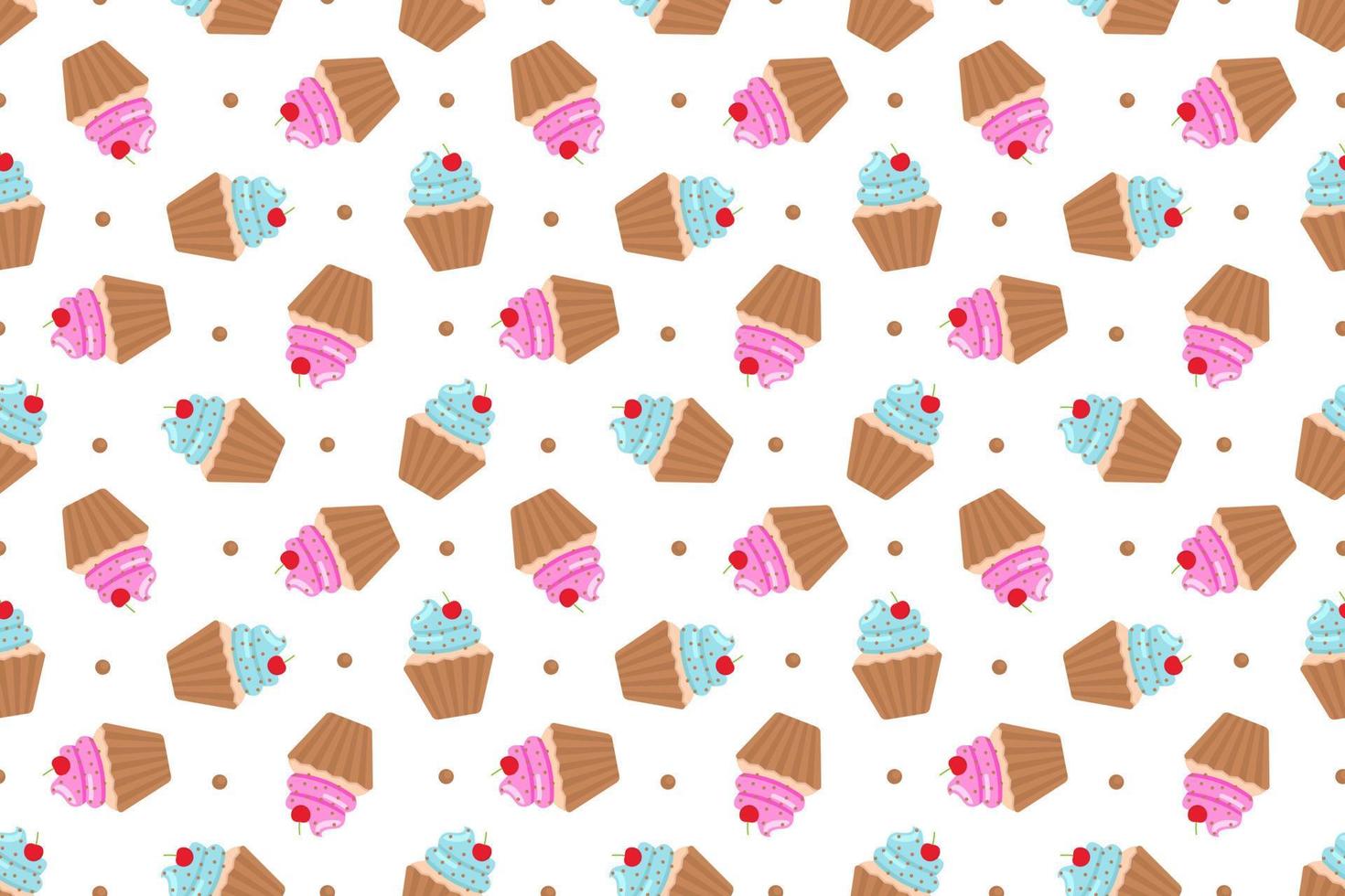 resumen de patrones sin fisuras de cupcake en el diseño de vectores de fondo blanco