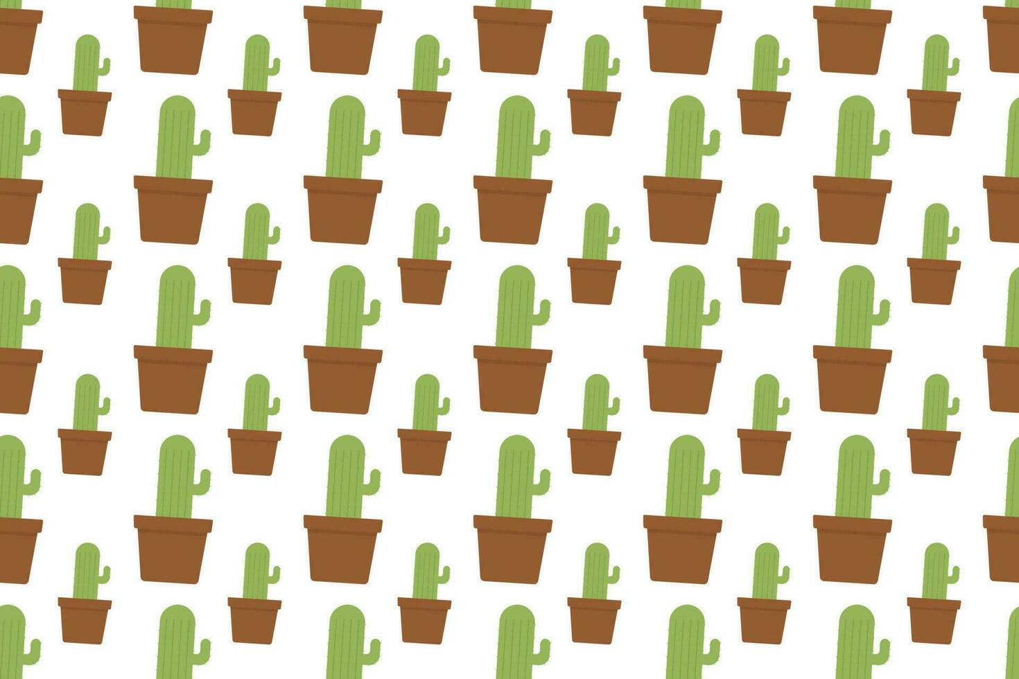 Cactus and pot seamless pattern on white background vector design