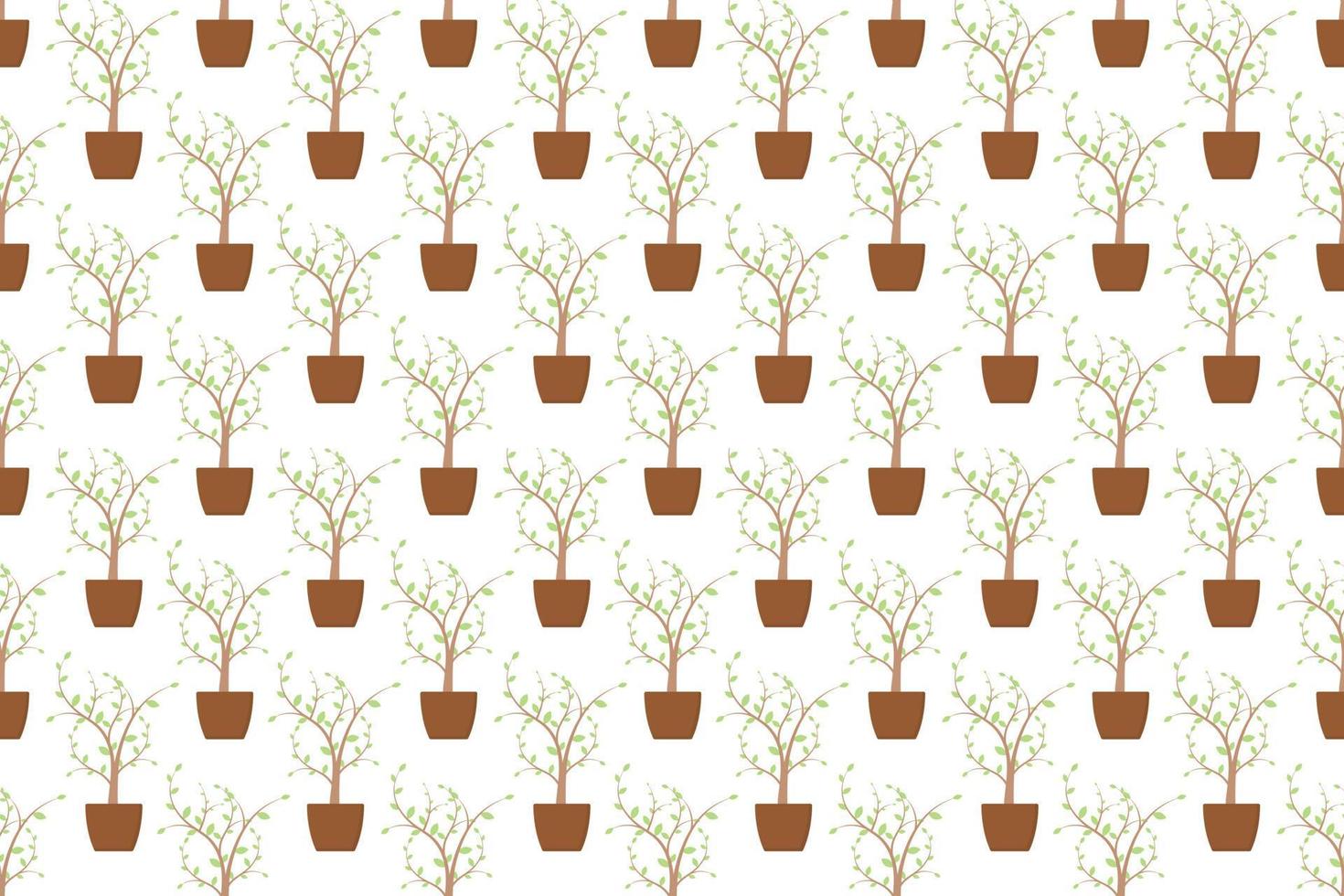 Plant in pot seamless pattern on white background vector design
