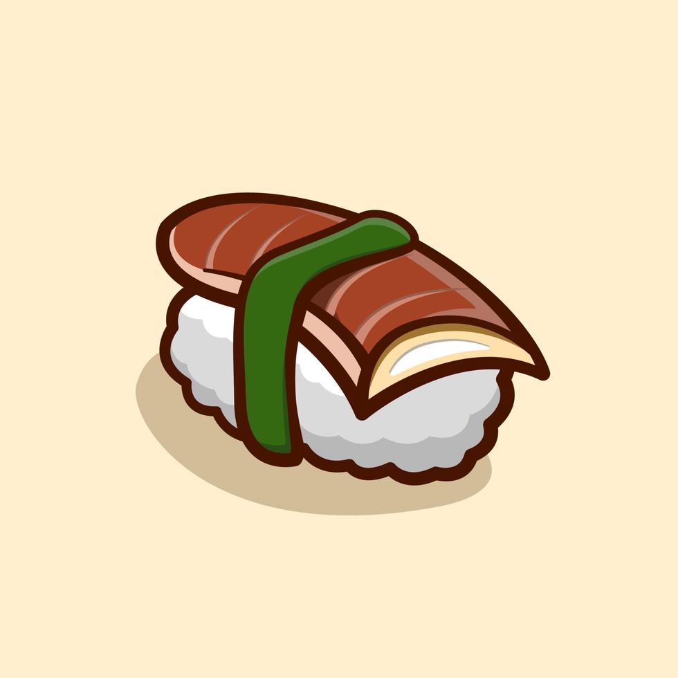 concepto de ilustración de dibujos animados de sushi de anguila vector