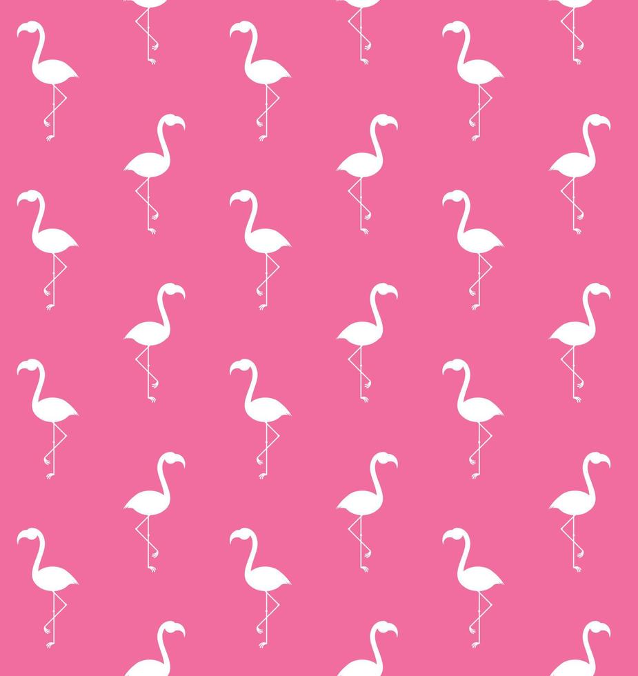 Vector seamless pattern of flat flamingo silhouette isolated on pink background