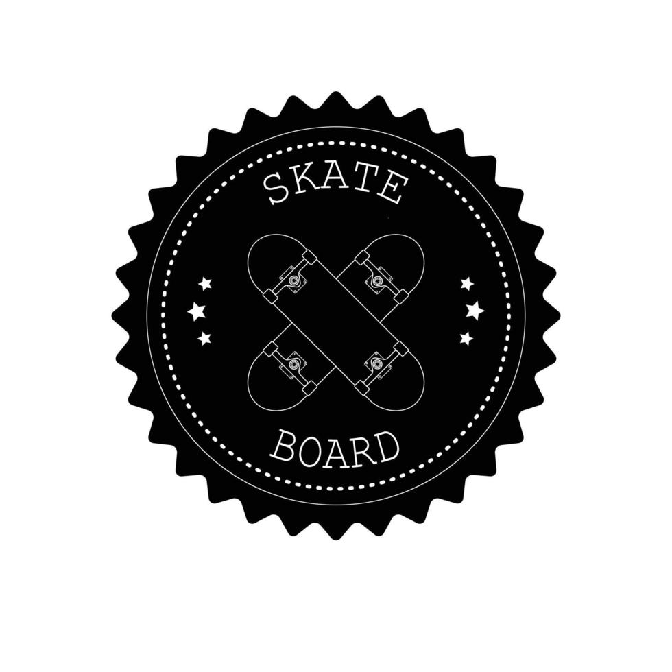 Vector retro logo with skateboard