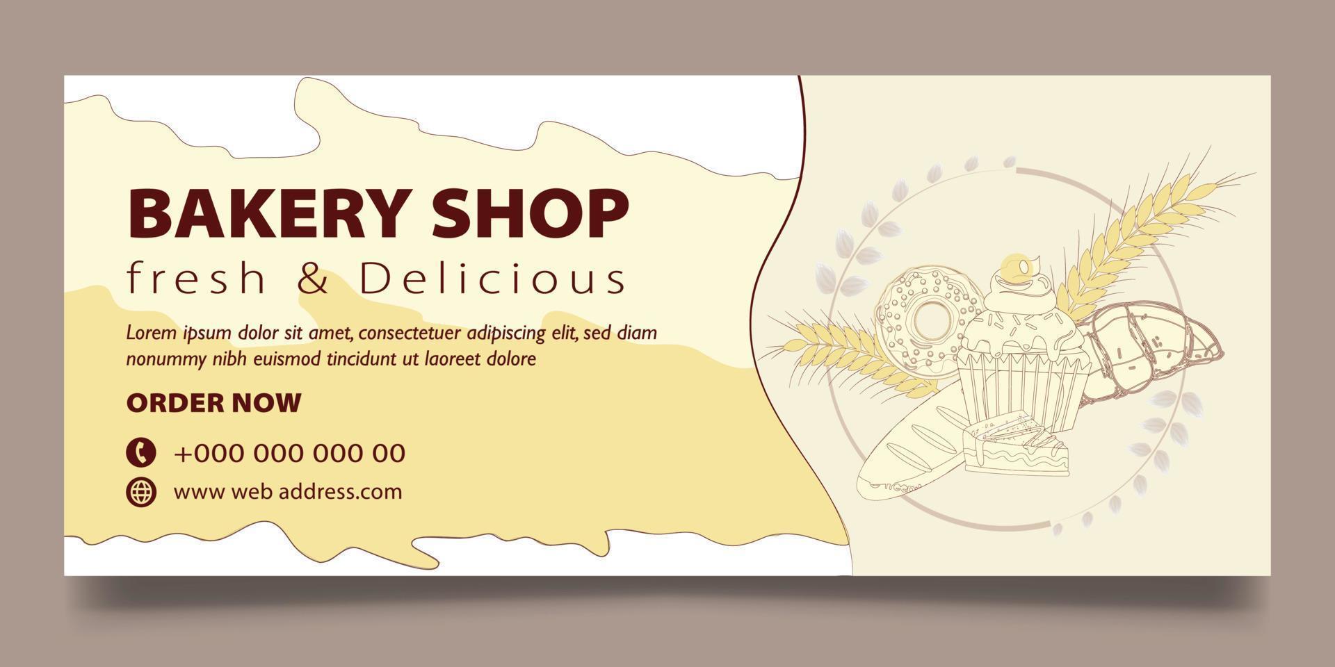 banner web de panadería vector
