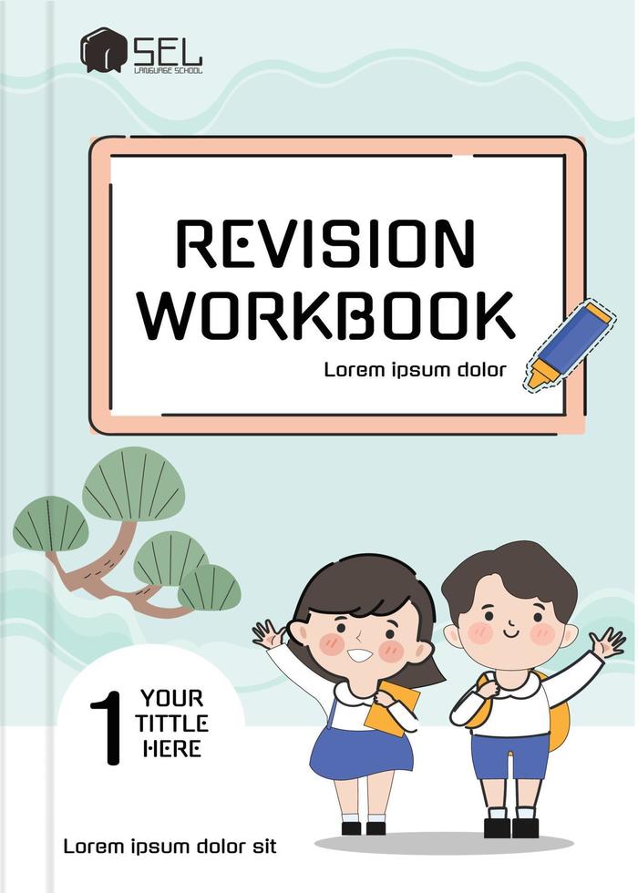 plantilla de portada de libro de la escuela de idiomas sel vector