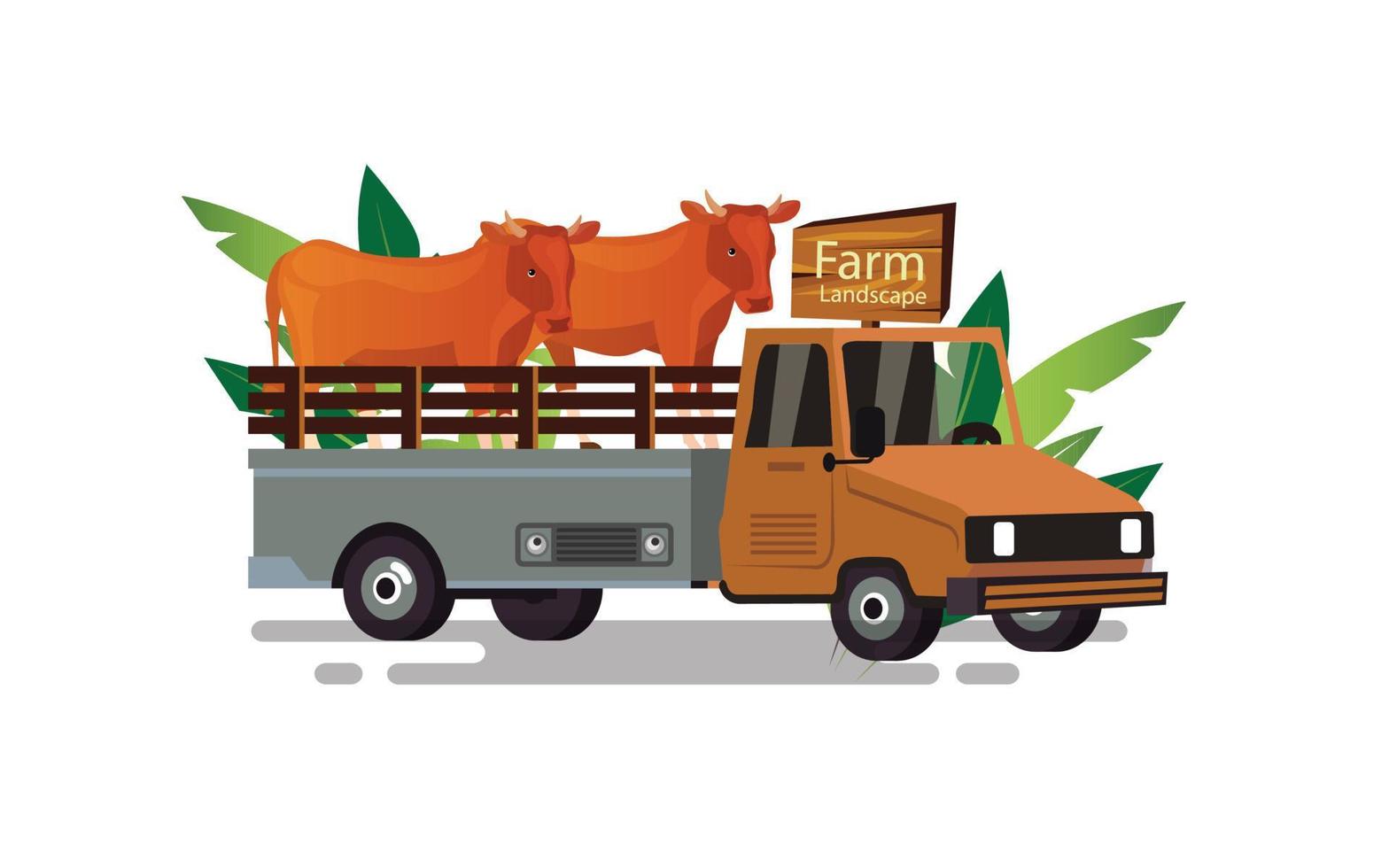 Farm house truck background poster vector