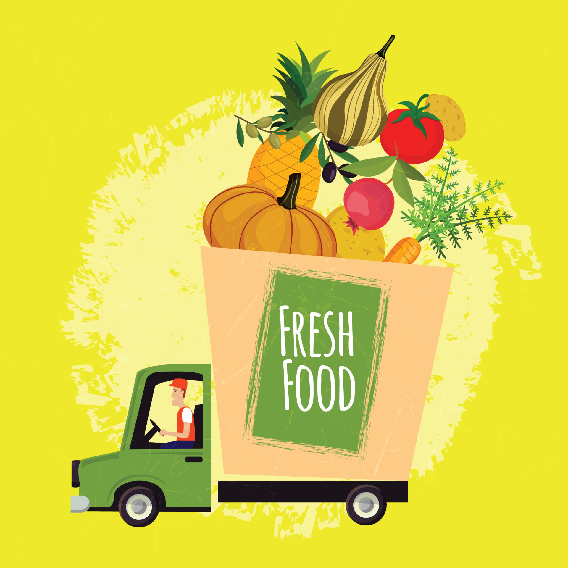 Fresh food Delivery illustration porter 18756955 Vector Art at Vecteezy