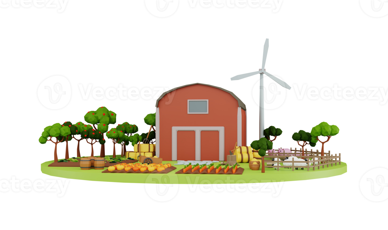 cartoon farm with barn png