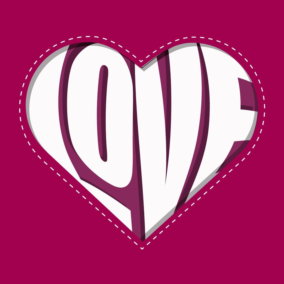 tarjeta de felicitación del día de san valentín, afiche, pancarta. recorta el marco del corazón con la palabra amor en forma de corazón. diseño vectorial vector