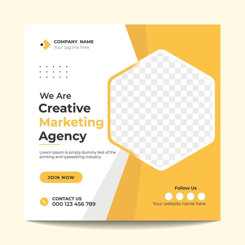 Creative Marketing Agency Social Media Post Template Design vector
