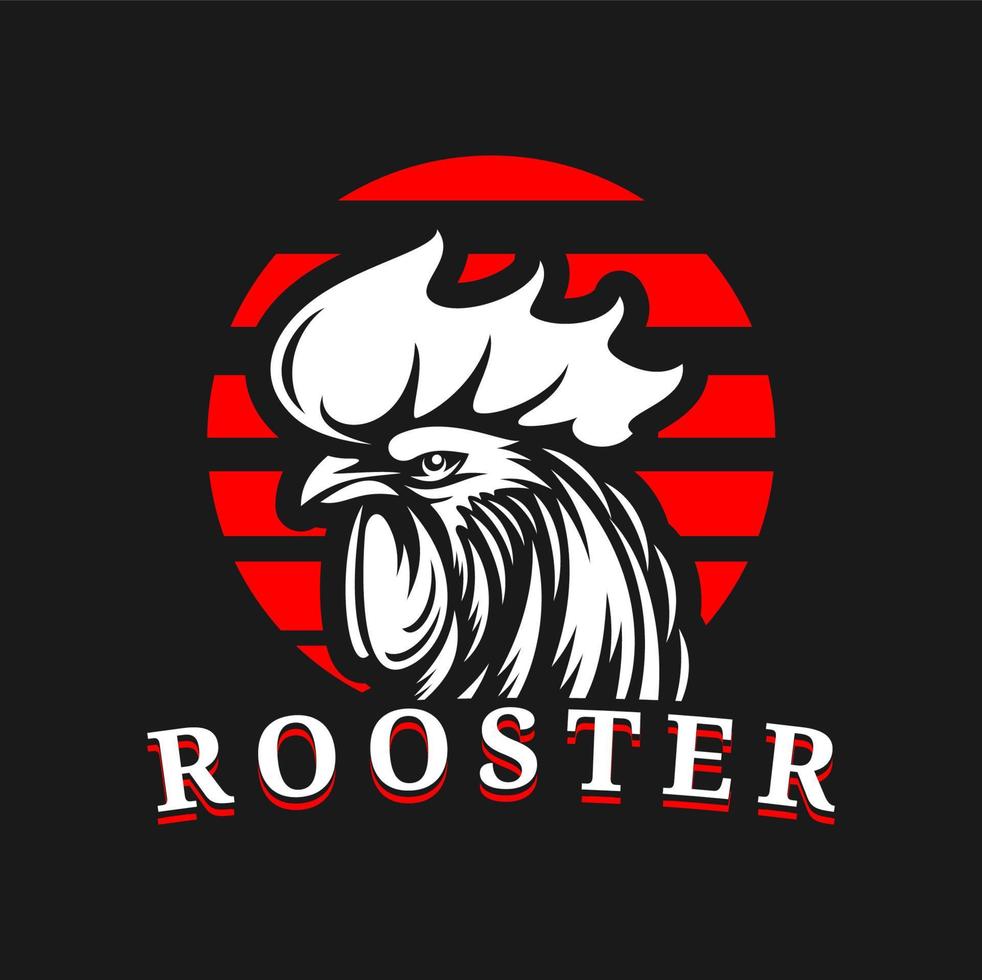 Farm rooster icon, agriculture company mascot vector