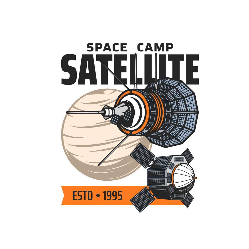 Space exploration and research satellite icon vector