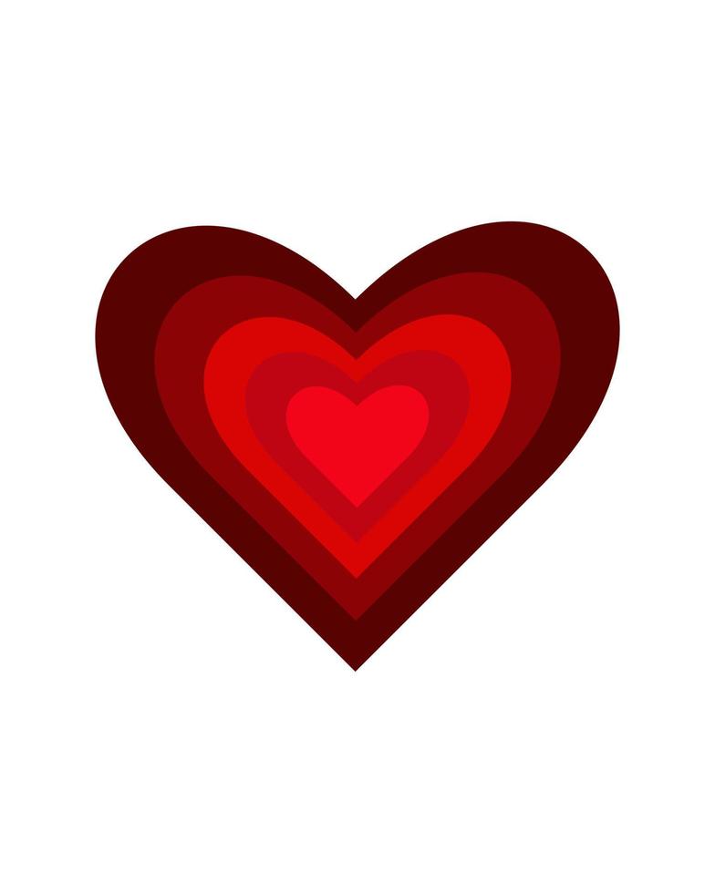 corazón rojo rayado. ilustración vectorial de corazón vector