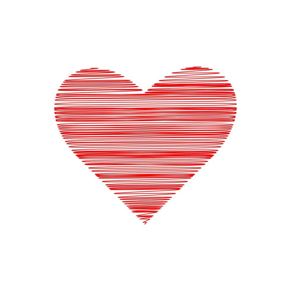 Hatched red heart isolated on white background vector