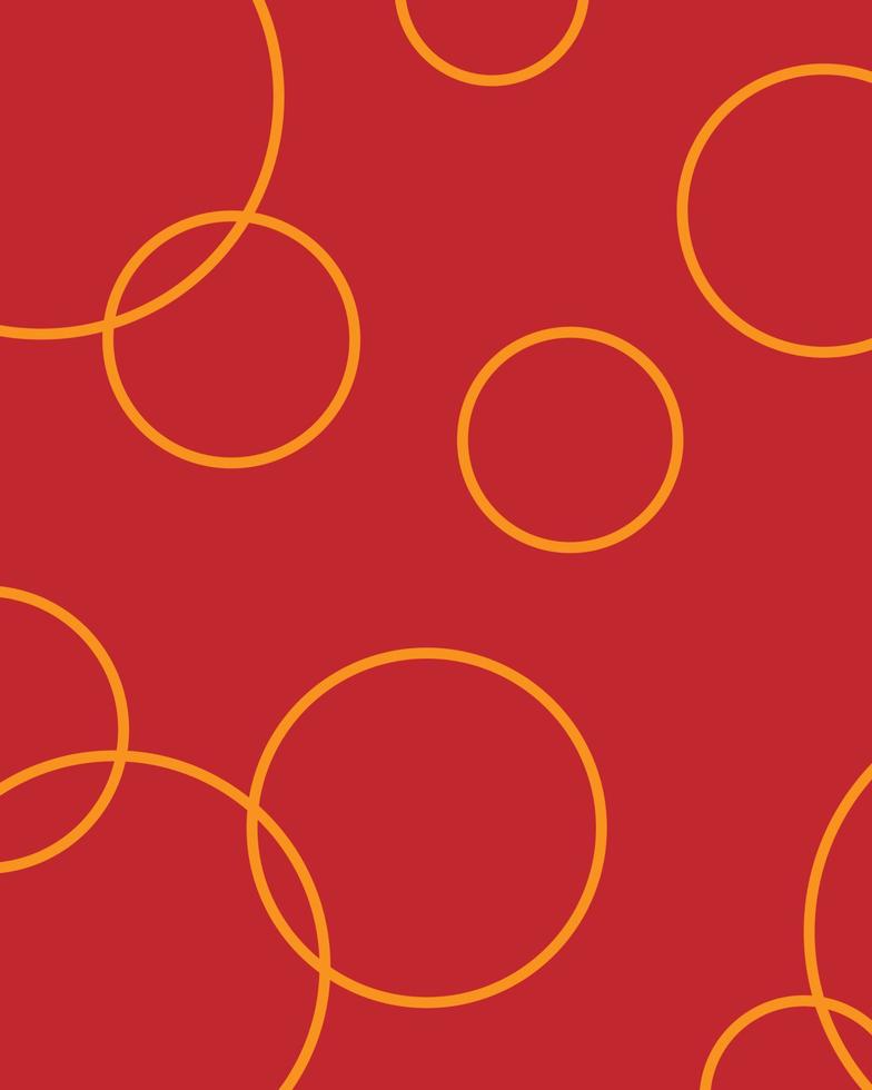 Geometric pattern of contours of orange circles on a red background vector