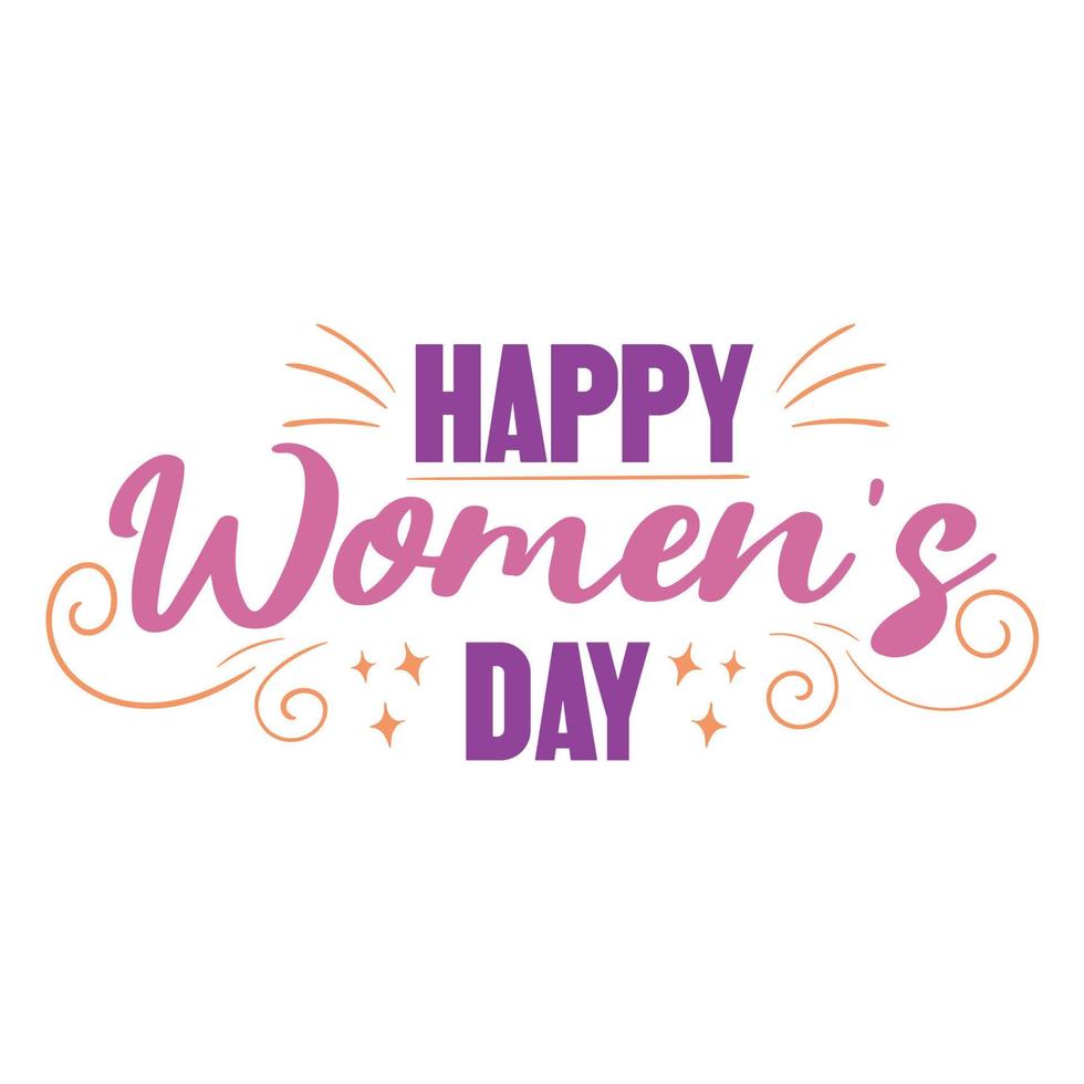 Happy women's day lettering with swirls and stars vector