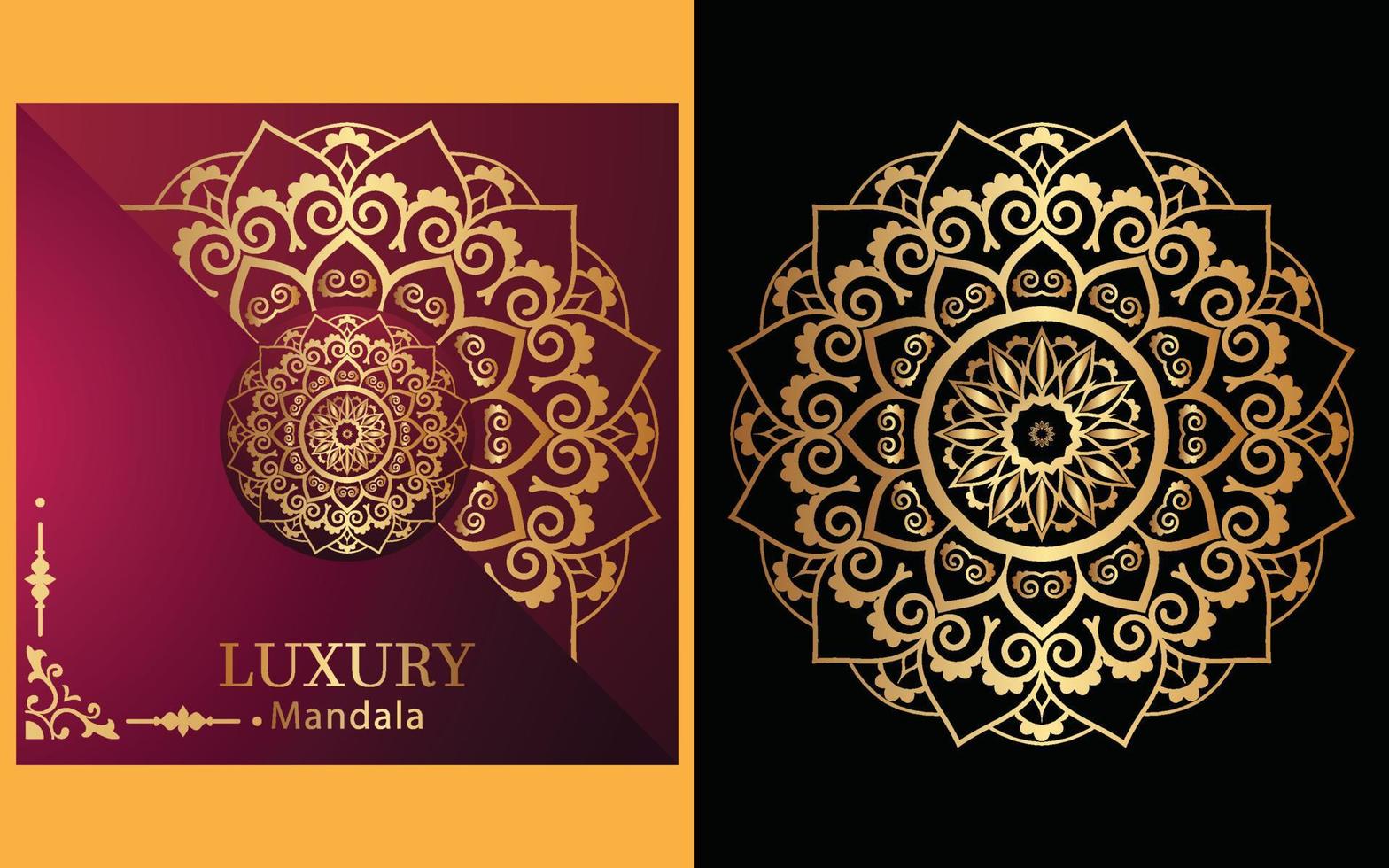 luxury ornamental mandala design background in gold color for yourself vector