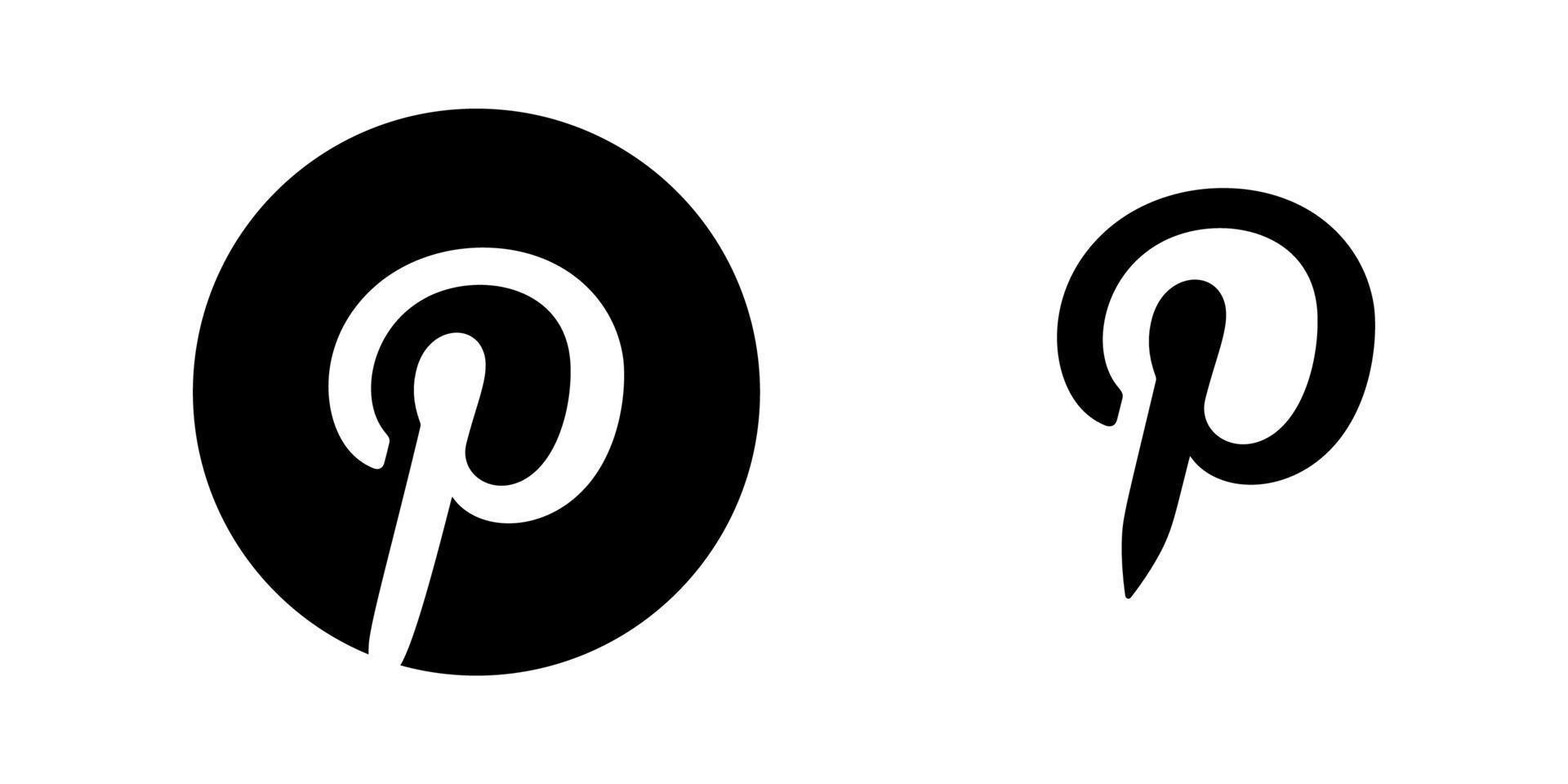 Black Pinterest logo vector, Pinterest symbol, Pinterest icon Free vector