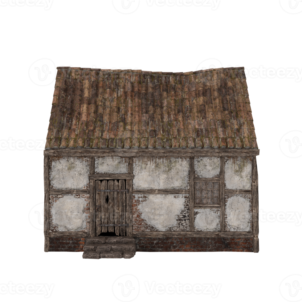 3d middeleeuws huis geïsoleerd png