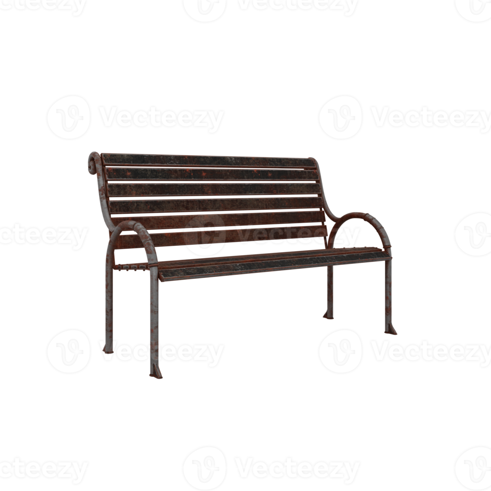 3d wooden street bench isolated png