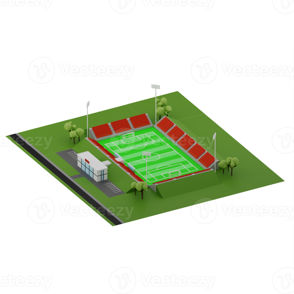 Cartoon isometric stadium model isolated png