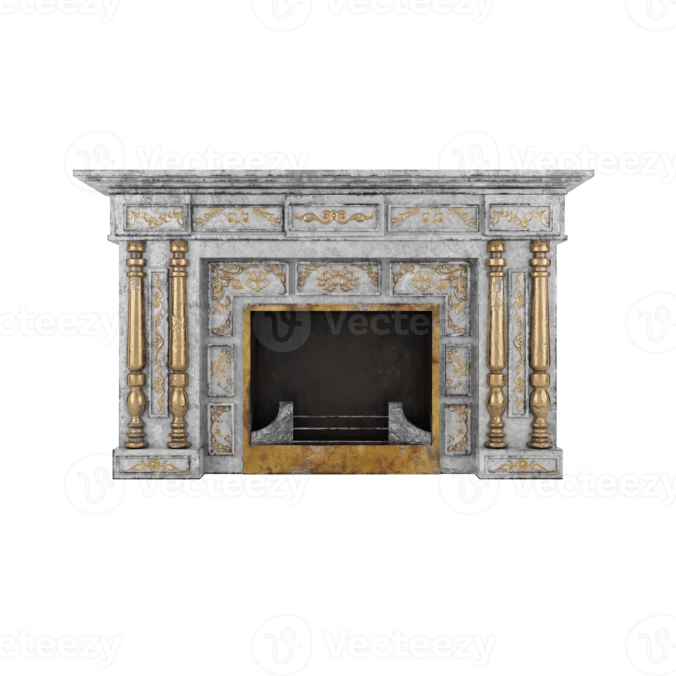 white rococo fireplace 1870 png