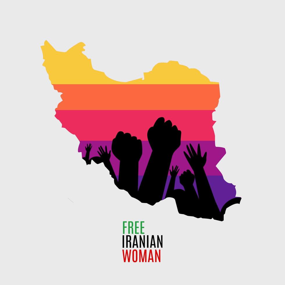 Illustration vector of free iranian woman demonstration,perfect for print,apparel,etc.