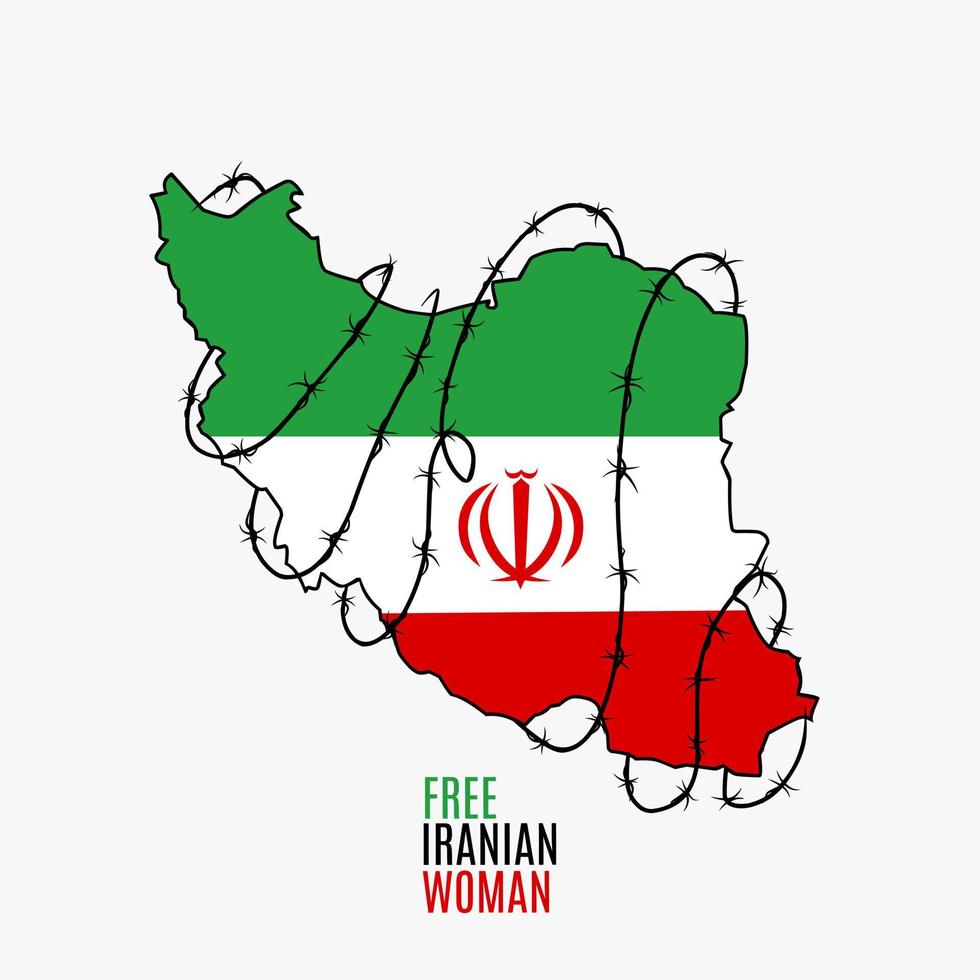 ilustración vectorial de la campaña gratuita de la mujer iraní, mapa de Irán con alambre perfecto para impresión, pancarta, afiche, etc. vector