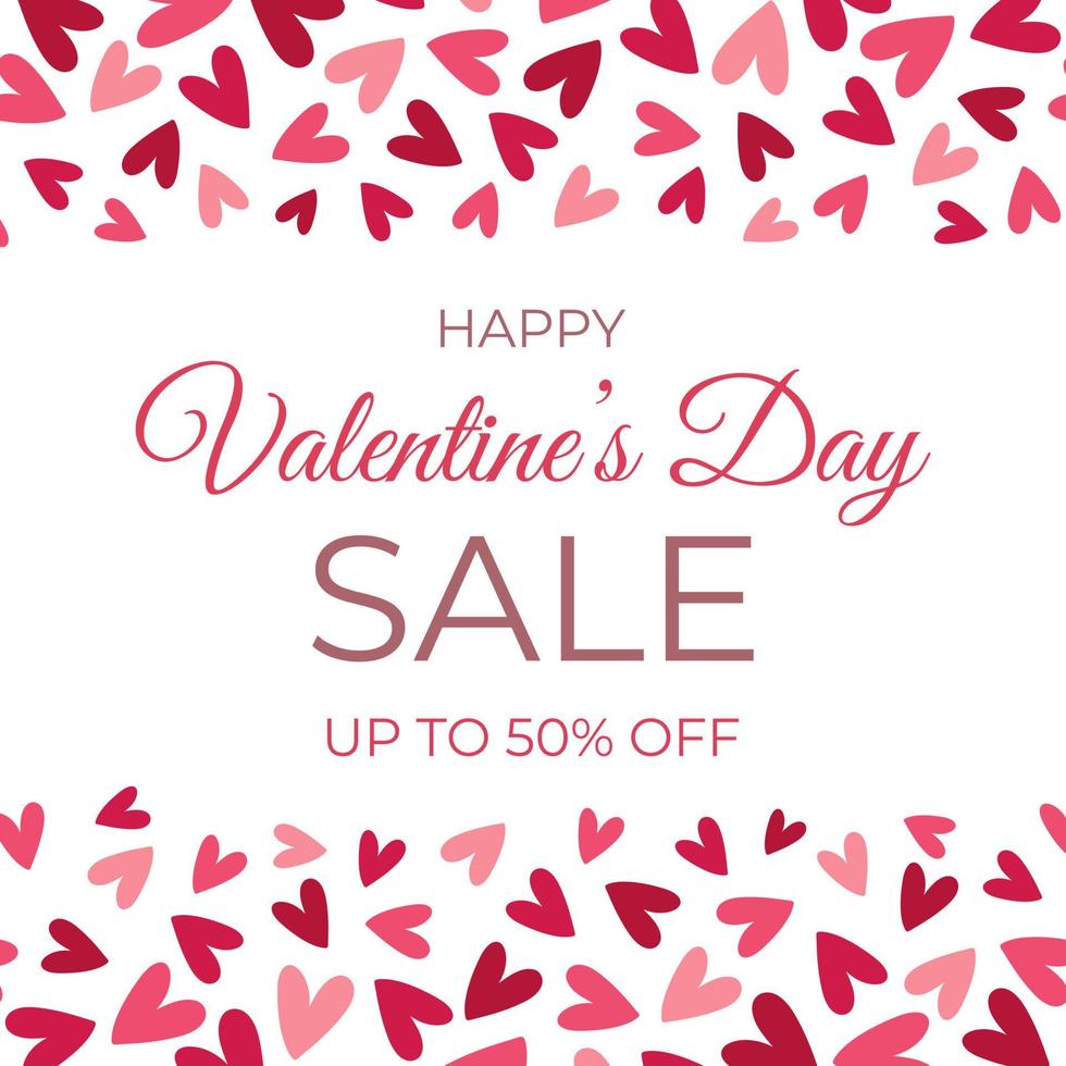 Special offer Valentine's Day banner template with hearts pattern frame. Template for poster, banner, flyer, social media. vector