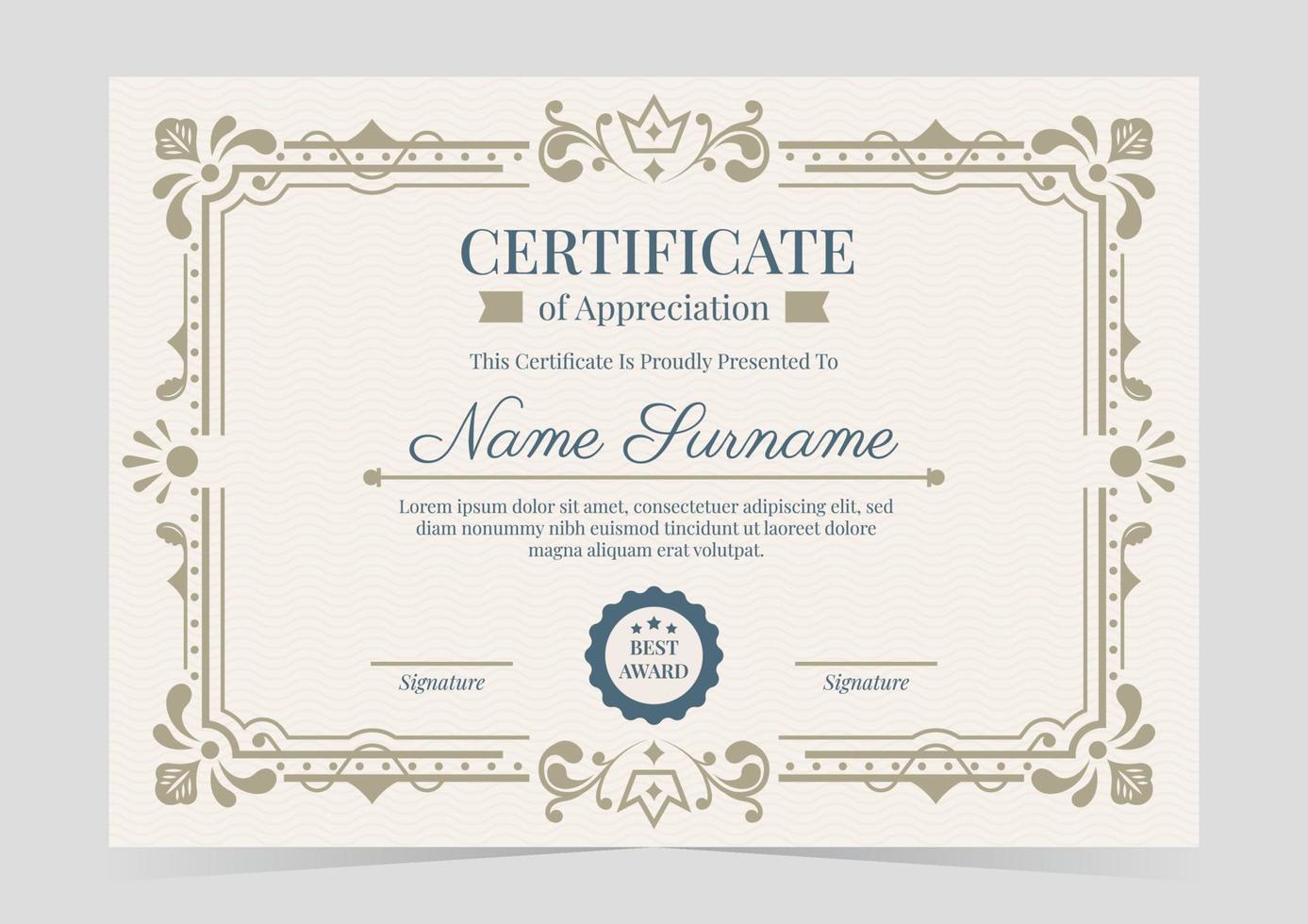 Victorian Classic Certificate Template vector