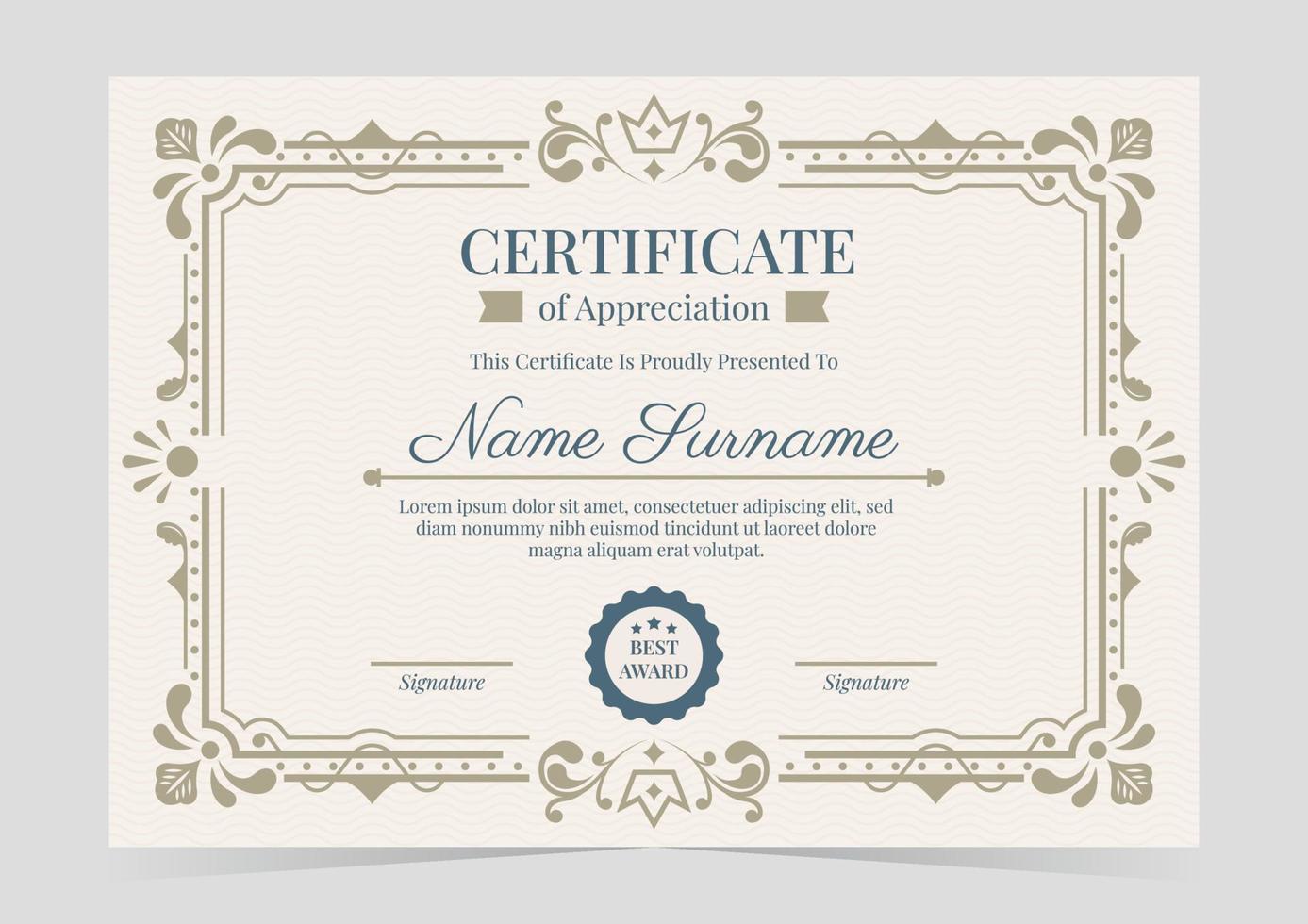 Victorian Classic Certificate Template vector