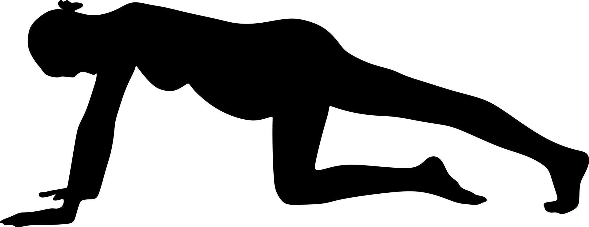 El arte de la silueta de las posturas de yoga es una cápsula de gimnasia de pilates prenatal para mujeres embarazadas, ilustración vectorial vector