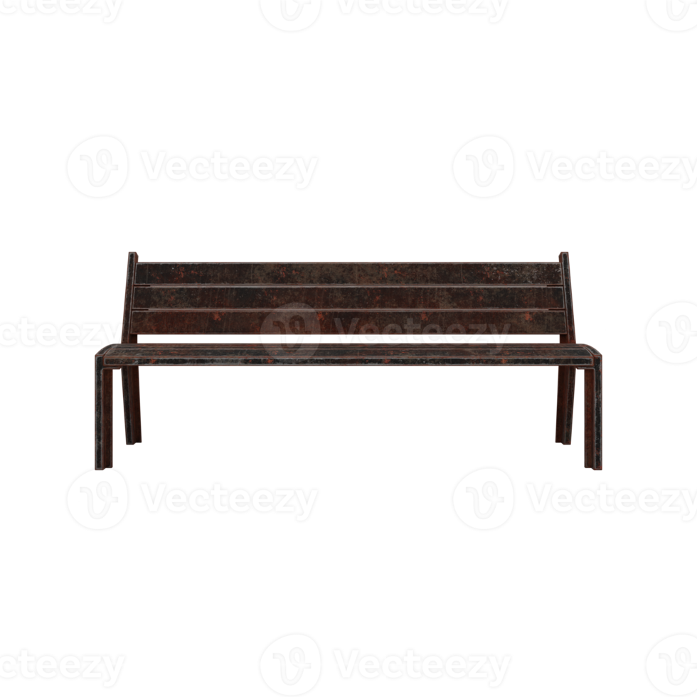 3d wooden street bench isolated png