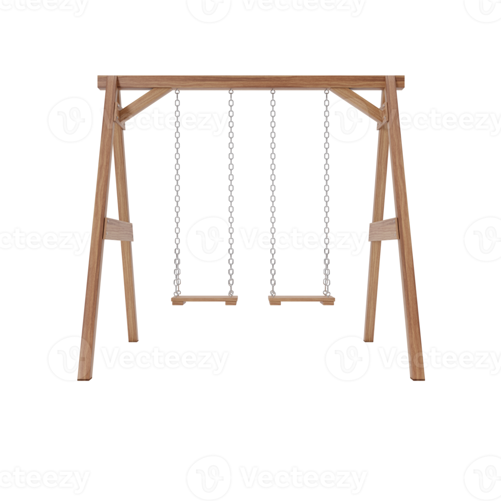 3D-Doppelschaukel aus Holz png