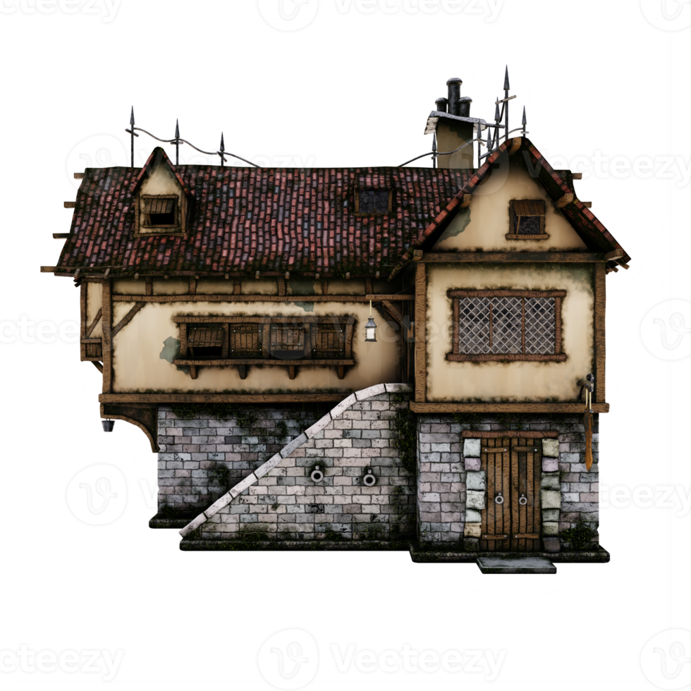 maison médiévale 3d png